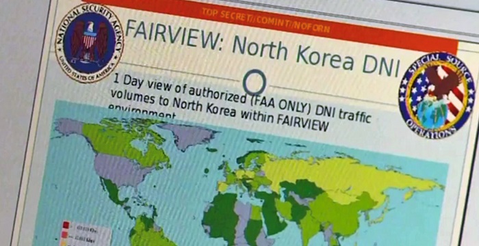 ▲ 미국 NSA 해저광케이블 감시 프로그램 FAIRVIEW의 북한 네트워크 감시화면 이미지