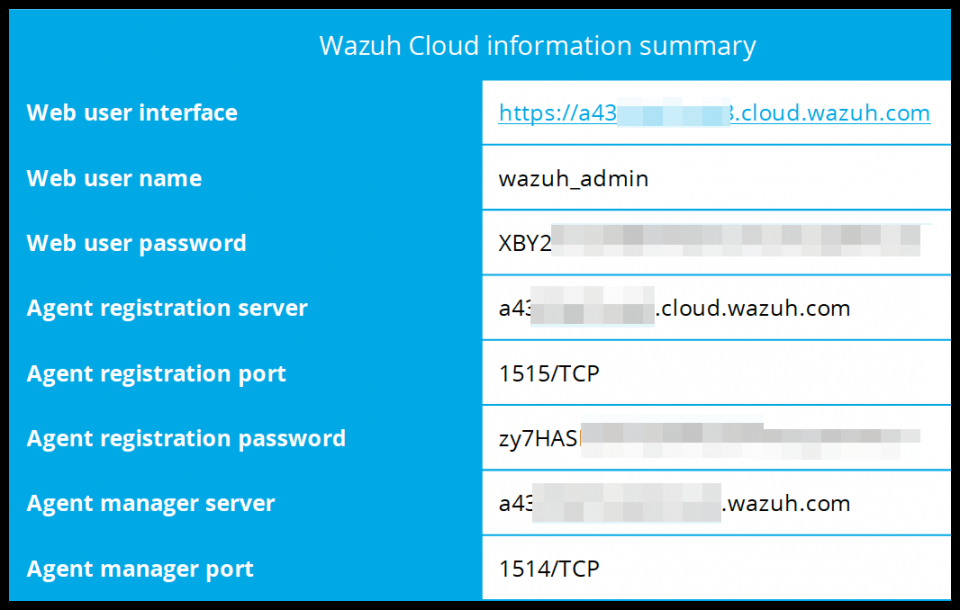 wazuh cloud 등록정보