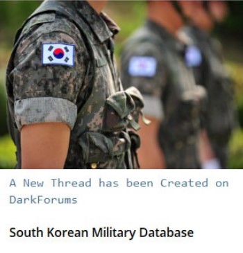 다른 해킹포럼에서도 한국군 관련 데이터베이스를 판매한다는 게시글이 올라오고 있다.